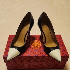 Tory Burch Black and White Pointed Heels